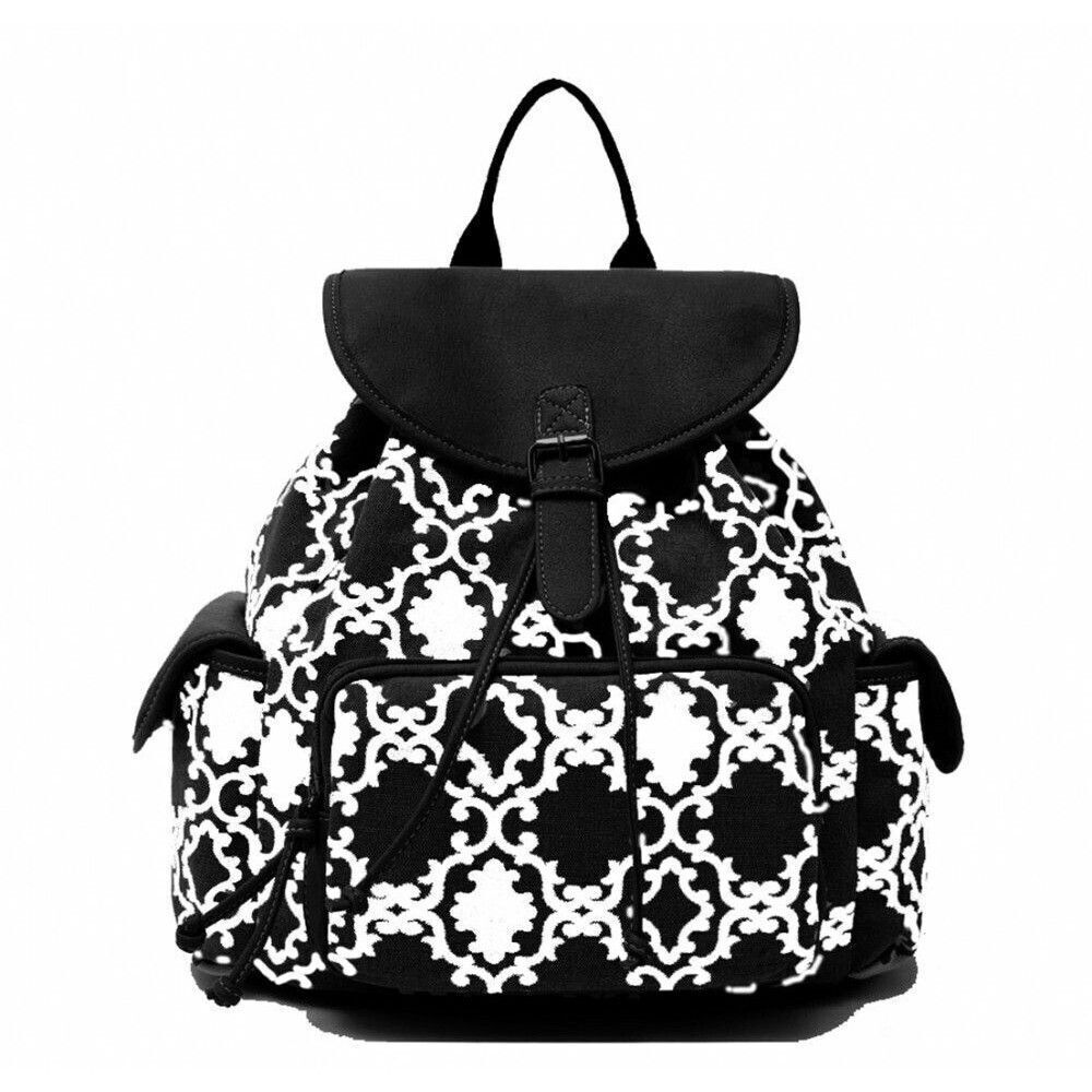 Black Symbolic Print Travel Laptop Backpack  Anti Theft College School Backpack